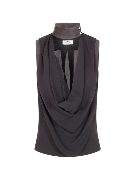  Elisabetta Franchi Cowl-neck Sleeveless Blouse - Grey 