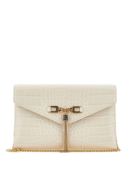  Elisabetta Franchi Croc-embossed Chain Clutch - White 
