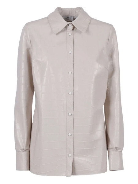 Elisabetta Franchi Crocodile-effect Button-front Shirt - Neutrals 