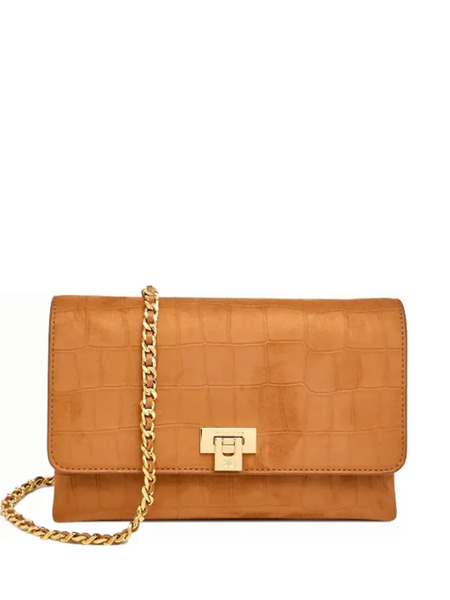  Elisabetta Franchi Crocodile-effect Chain Clutch Bag - Brown 