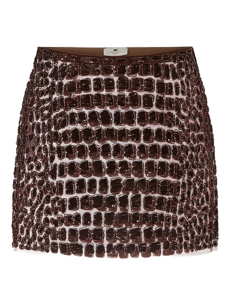  Elisabetta Franchi Crocodile-effect Embroidered Mini Skirt - Brown 
