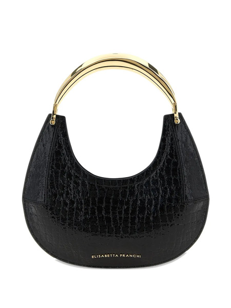 Elisabetta Franchi Crocodile-print Half-moon Shoulder Bag - Black 