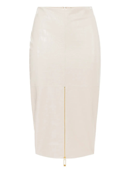  Elisabetta Franchi Crocodile-print Texture Zip-front Skirt - White 