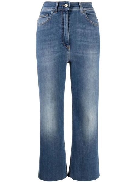  Elisabetta Franchi Cropped High-waisted Jeans - Blue 
