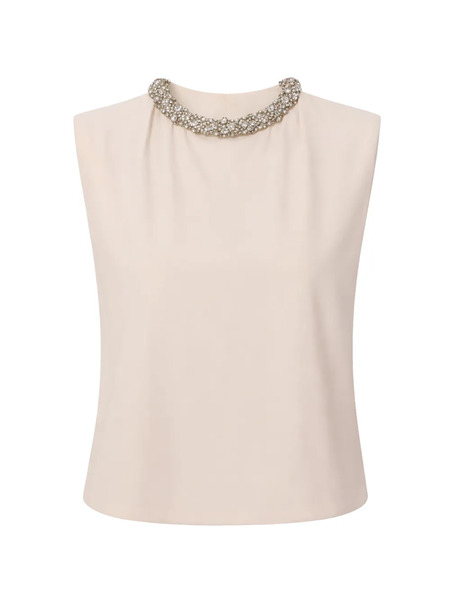  Elisabetta Franchi Crystal-collar T-shirt - Neutrals 