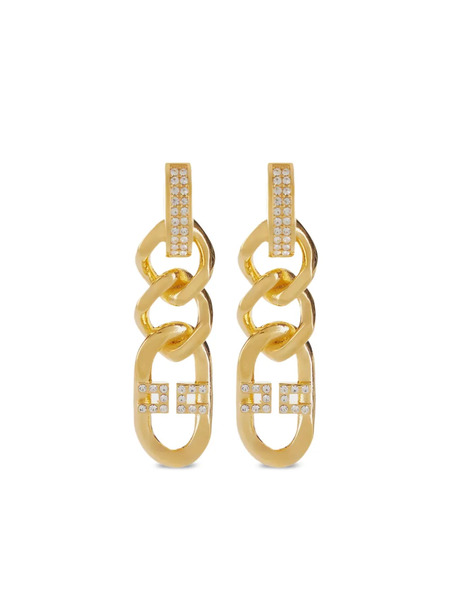  Elisabetta Franchi Crystal-embellished Chain Earrings - Gold 