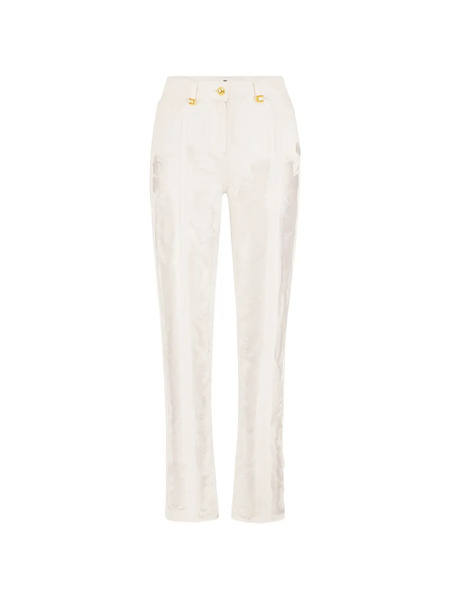  Elisabetta Franchi Distressed Fringed Palazzo Jeans - White 