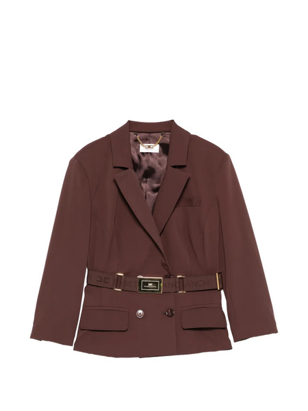  Elisabetta Franchi Double-breasted Belted Blazer - Brown 