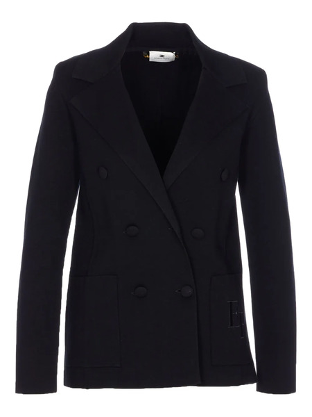  Elisabetta Franchi Double-breasted Embroidered Logo Cardigan - Black 