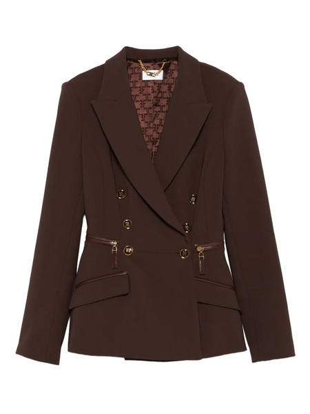  Elisabetta Franchi Double-breasted Zip-detail Jacket - Brown 