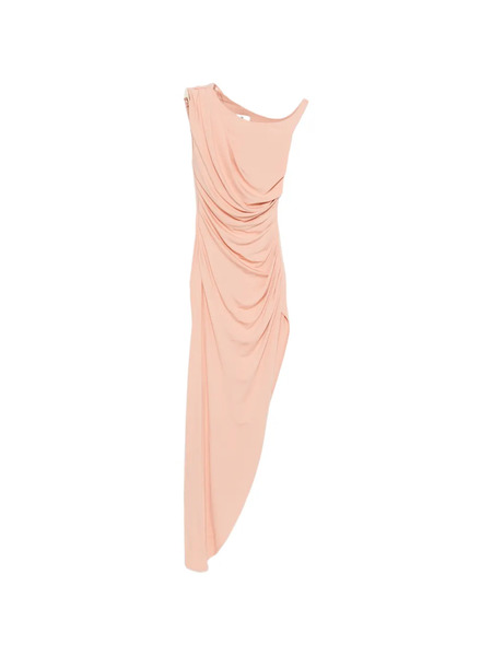  Elisabetta Franchi Draped Asymmetric Midi Dress - Neutrals 