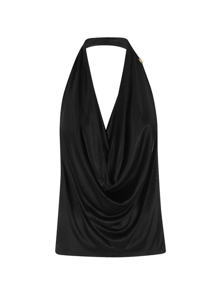  Elisabetta Franchi Draped Halterneck Top - Black 