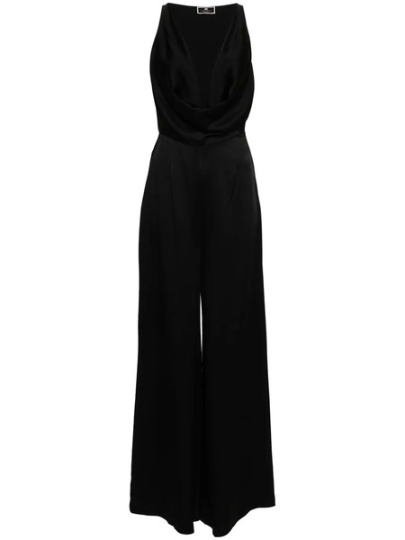  Elisabetta Franchi Draped Palazzo Jumpsuit - Black 