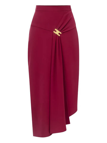  Elisabetta Franchi Draping-jewel Logo Midi Skirt - Red 