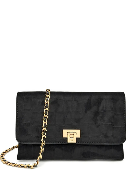  Elisabetta Franchi Embossed Chain Clutch Bag - Black 