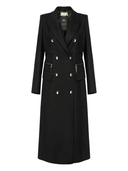  Elisabetta Franchi Enamelled Button Double-breasted Coat - Black 