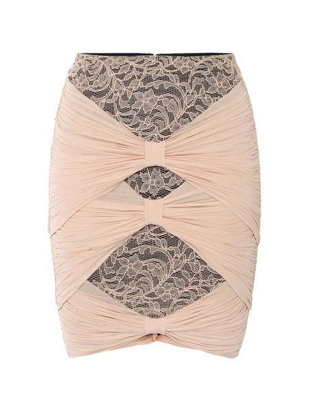  Elisabetta Franchi Floral Lace Draped Short Skirt - Neutrals 