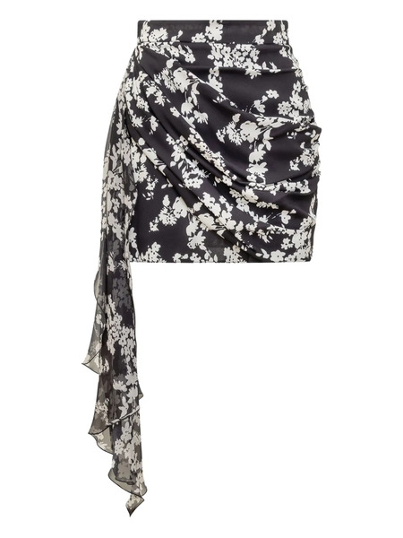  Elisabetta Franchi Floral-print Draped Mini Skirt - Black 