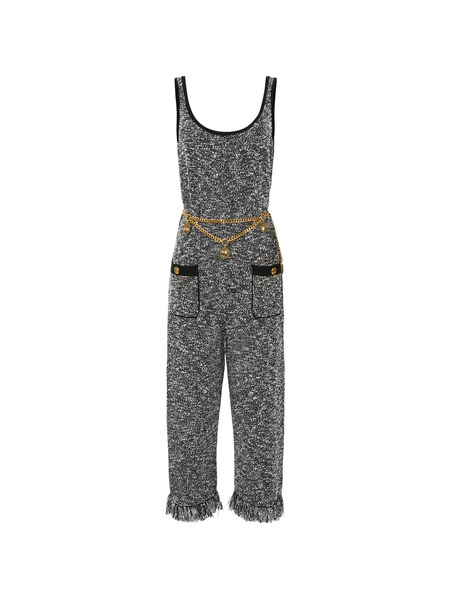  Elisabetta Franchi Fringed Bouclé Knit Jumpsuit - Black 
