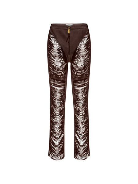  Elisabetta Franchi Fringed Nappa Leather Trousers - Brown 