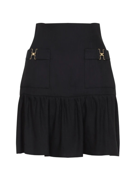 Elisabetta Franchi Front-pockets Ruffled Mini Skirt - Black 