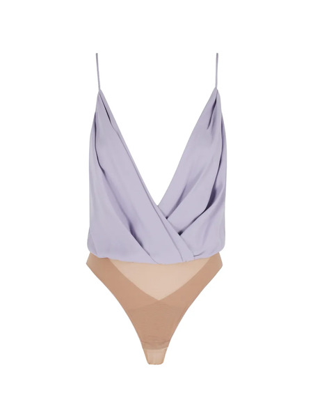  Elisabetta Franchi Georgette Draped Camisole Bodysuit - Purple 
