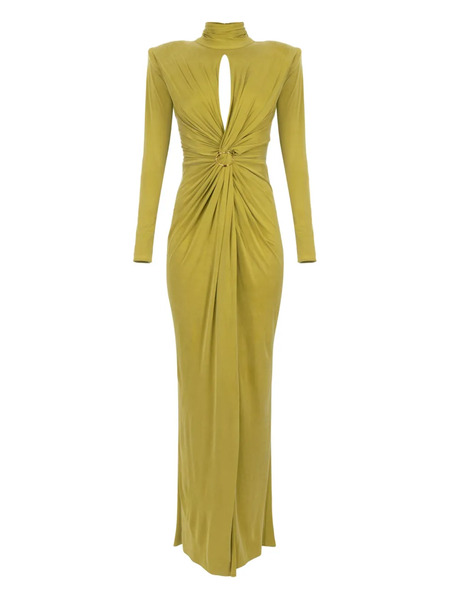  Elisabetta Franchi High-neck Draped Dress - Yellow 