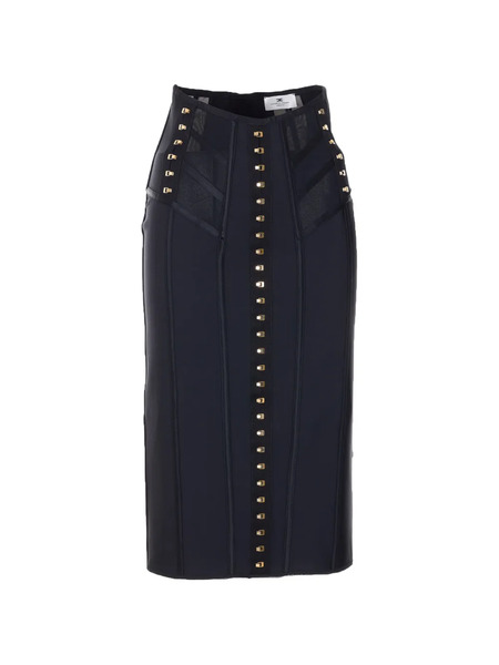  Elisabetta Franchi Hook-appliqué Midi Skirt - Black 