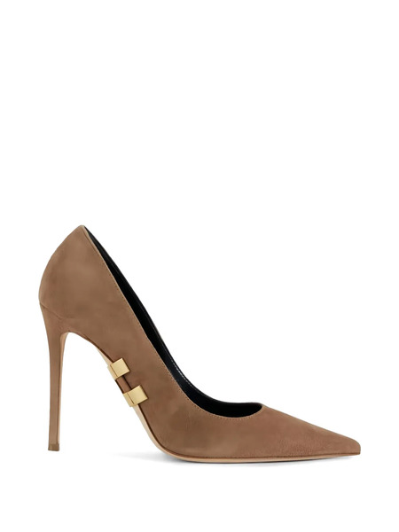  Elisabetta Franchi Jewel Logo Suede Pumps - Brown 