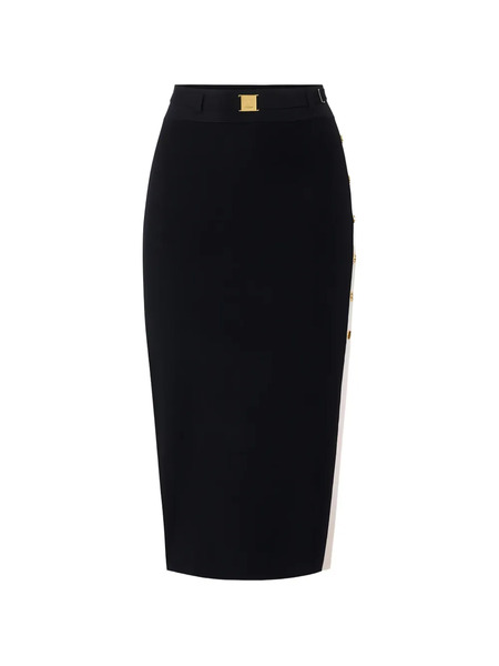  Elisabetta Franchi Knit Side-slit Midi Skirt - Black 