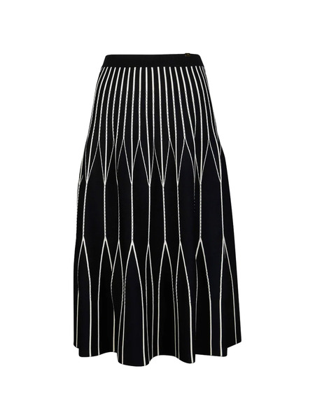  Elisabetta Franchi Knitted Geometric Midi Skirt - Black 