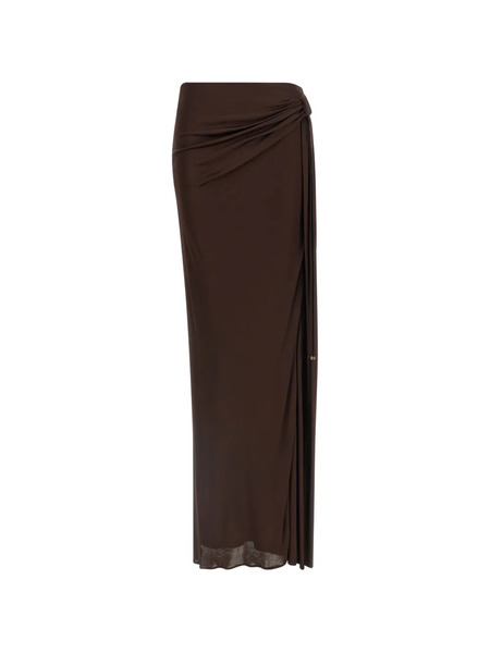  Elisabetta Franchi Knot Split Maxi Skirt - Brown 