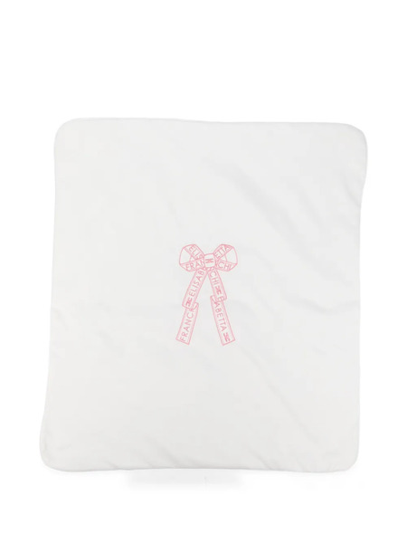  Elisabetta Franchi La Mia Bambina Bow Embroidered Blanket - White 
