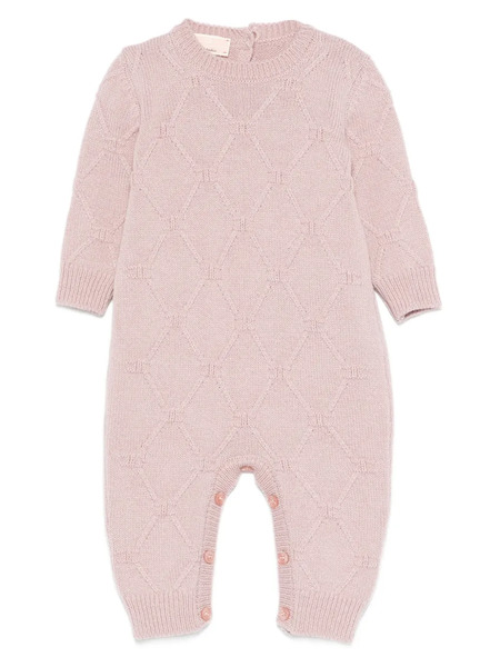  Elisabetta Franchi La Mia Bambina Diamond-knit Romper - Pink 