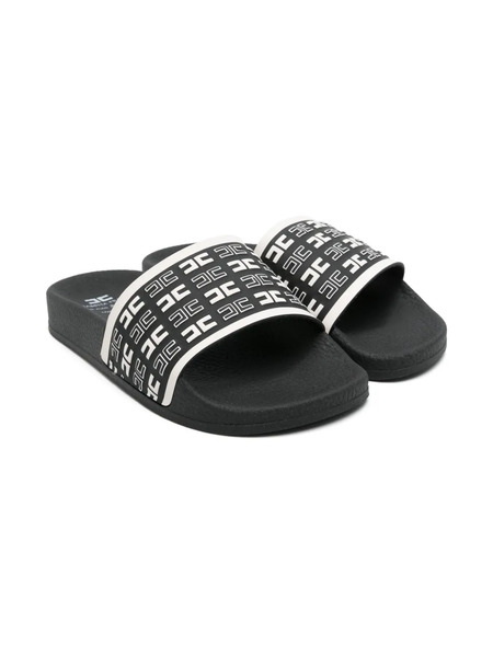  Elisabetta Franchi La Mia Bambina Monogram-pattern Flip-flops - Black 
