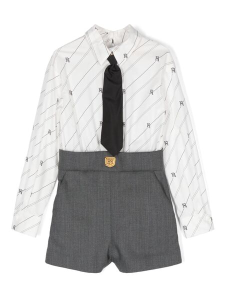  Elisabetta Franchi La Mia Bambina Monogram-pattern Playsuit - White 