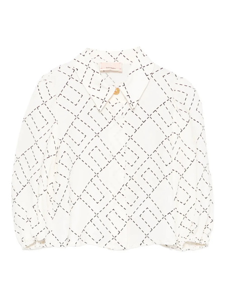  Elisabetta Franchi La Mia Bambina Monogram-print Blouse - Neutrals 