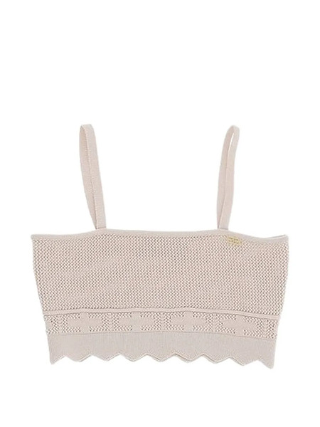  Elisabetta Franchi La Mia Bambina Scallop-trim Top - Neutrals 