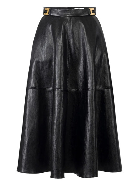  Elisabetta Franchi Leather-effect Belted Midi Skirt - Black 