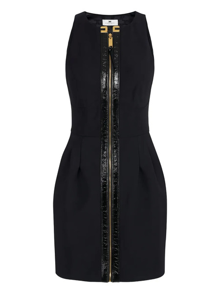  Elisabetta Franchi Leather-placket Mini Dress - Black 