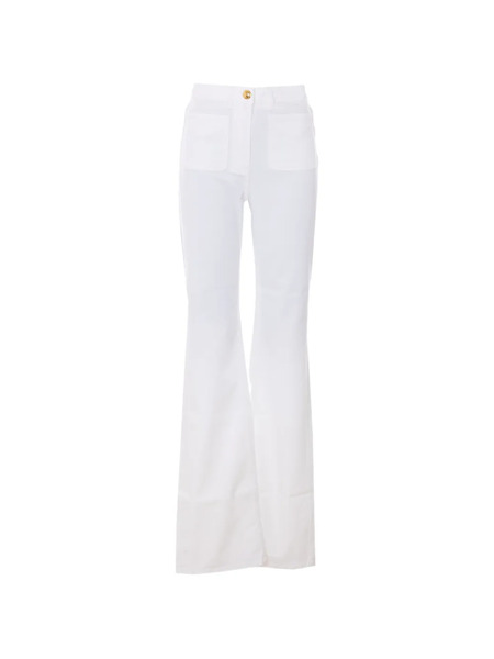 Elisabetta Franchi Logo-button Trousers - White 