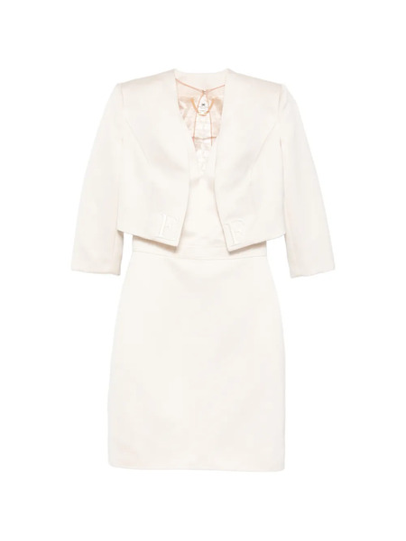  Elisabetta Franchi Logo Cropped Jacket Dress - Neutrals 