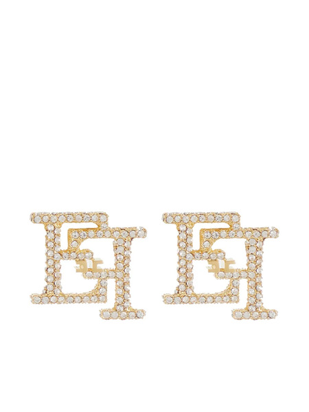  Elisabetta Franchi Logo Crystal-embellished Earrings - Gold 