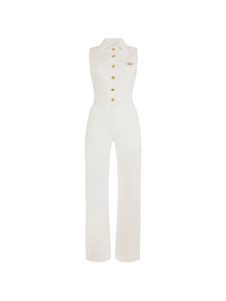  Elisabetta Franchi Logo-detail Denim Jumpsuit - Neutrals 