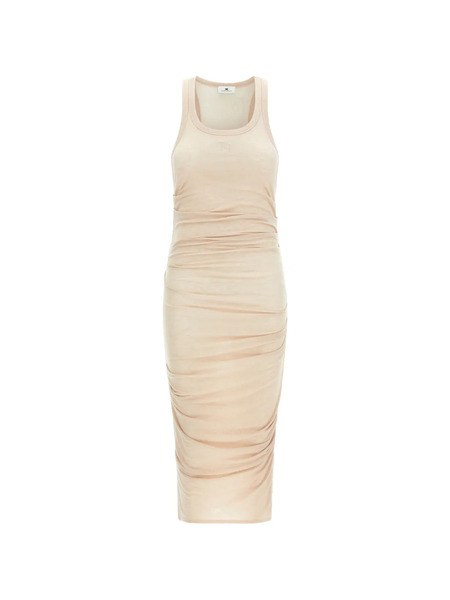  Elisabetta Franchi Logo-embroidery Draped Midi Dress - Neutrals 