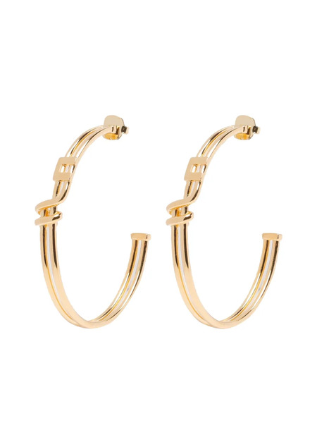  Elisabetta Franchi Logo Hoop Earrings - Gold 