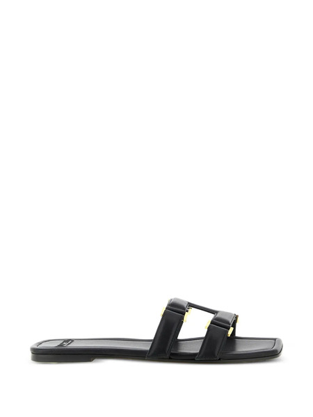  Elisabetta Franchi Logo Leather Sandals - Black 