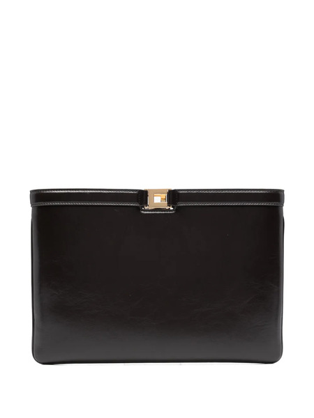  Elisabetta Franchi Logo-plaque Clutch Bag - Brown 