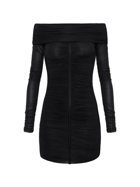  Elisabetta Franchi Long-sleeve Draped Mini Dress - Black 