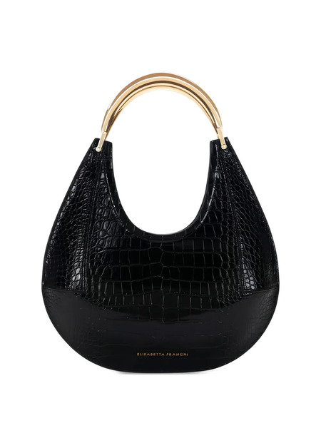  Elisabetta Franchi Medium Crocodile-embossed Shoulder Bag - 110 Nero 